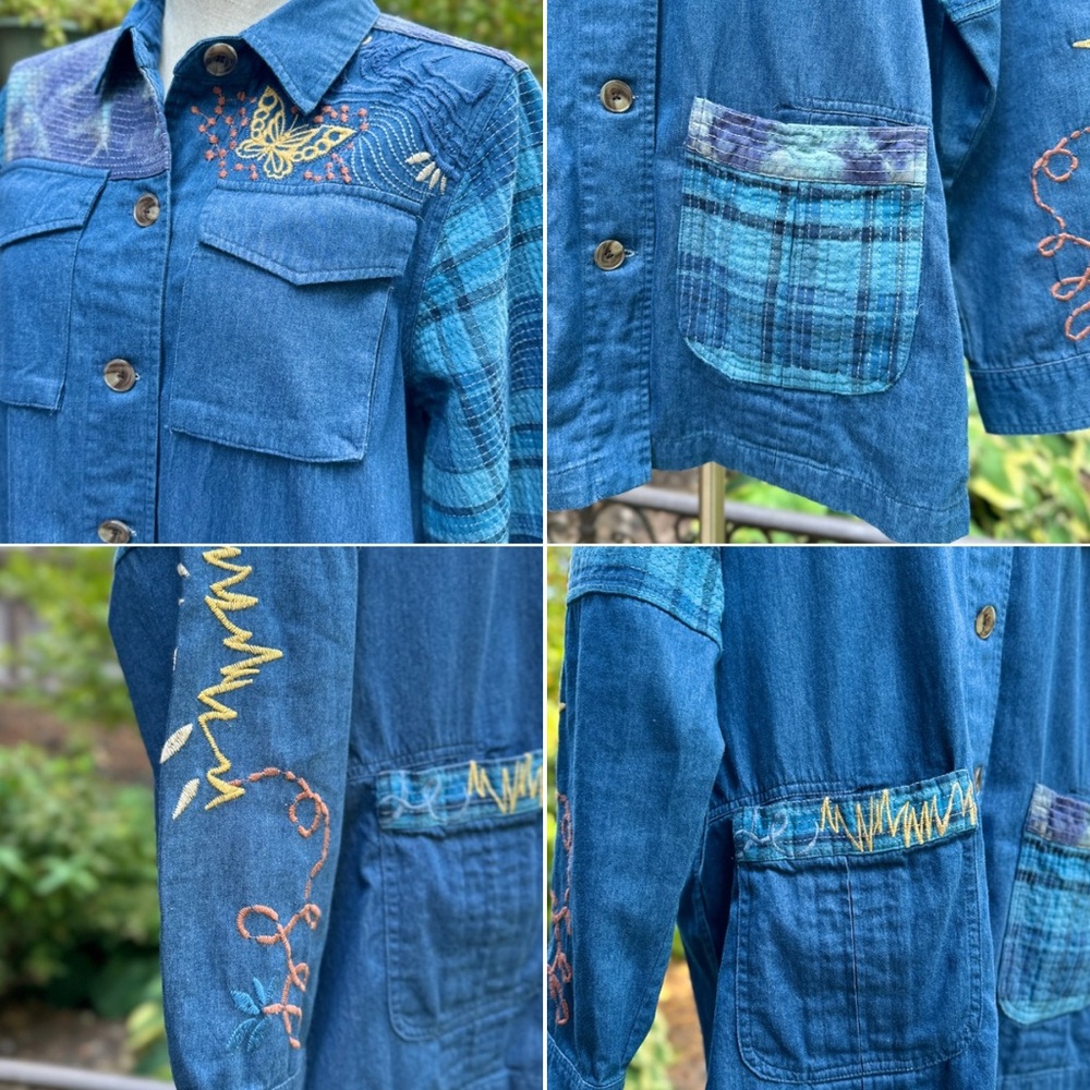 NWT Johnny Was Moonlight Tie Dye Patchwork Military Jacket - Picture 10 of 16
